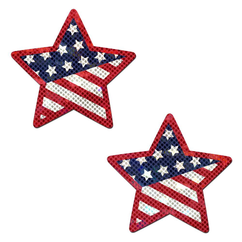 Pastease: Glittering Patriotic USA Red, White & Blue, Stars & Stripes Star Pasties