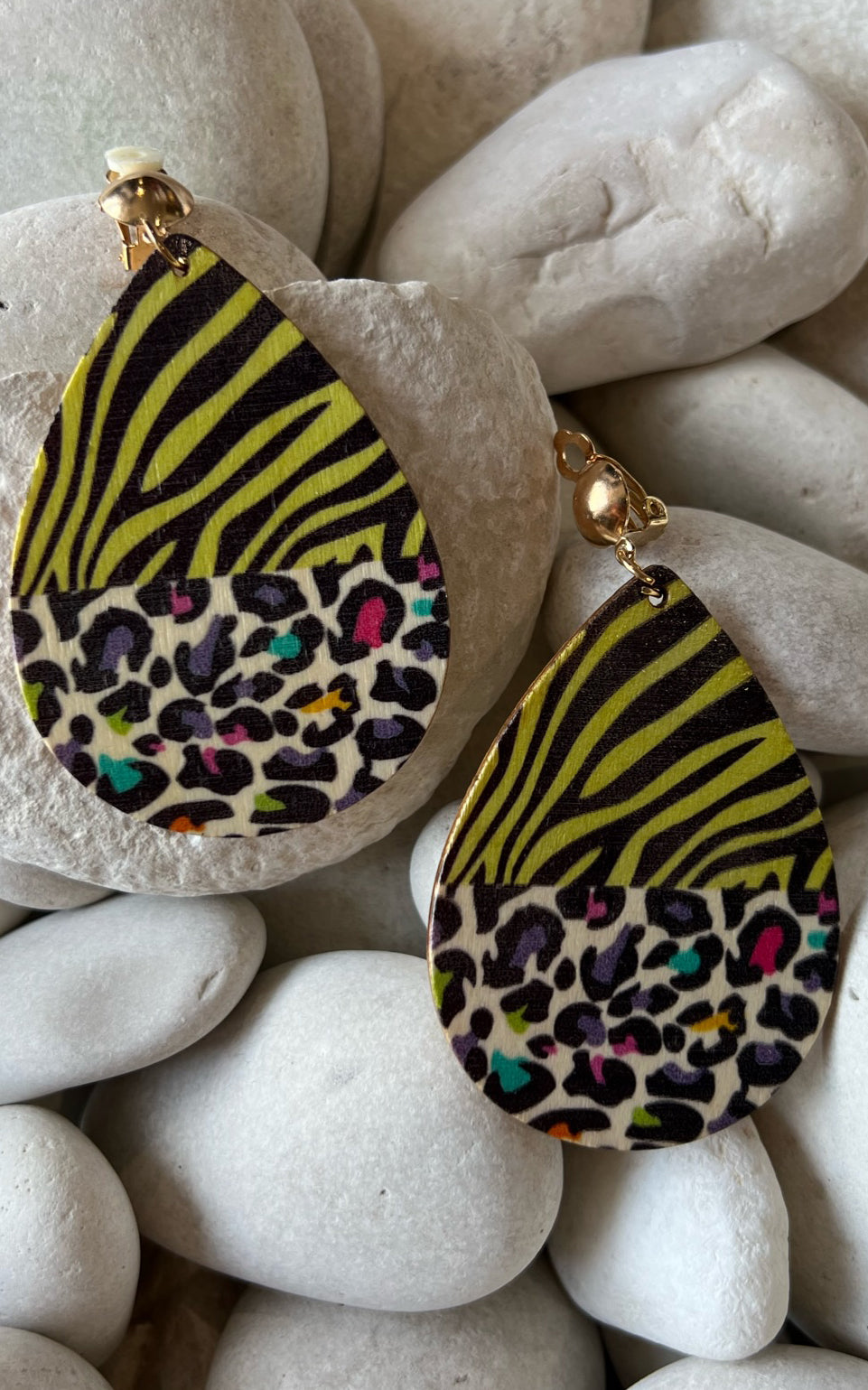 Leopard print clip on on sale earrings